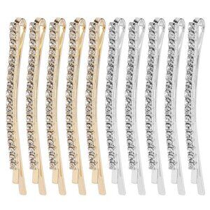 20 Pieces Rhinestone Bobby Pins Crystal Hair Clips Gold and Silver Diamond